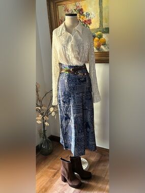 J. McLaughlin Zahara Western Rustic Midi Skirt Size 6